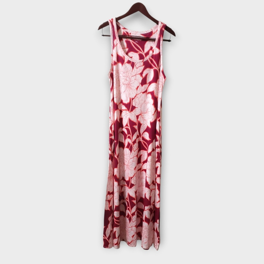 Soft‎ Surroundings Santiago Song Maxi Dress Pink Floral Large Cotton Modal